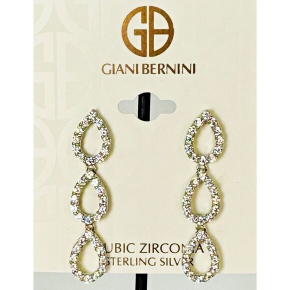 Giani Bernini CZ Drop Earrings 18k Gold-Plated Sterling Silver NWT $100 MSRP - Picture 7 of 10